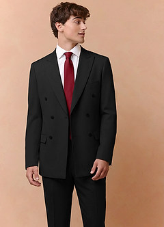 front Collins Noir Veste croisée en laine mélangée