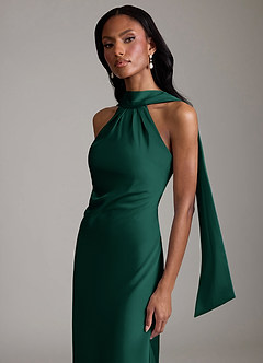 Azazie Cassiana Brudepigekjoler Havfrue Plisseret Stræk satin Gulv-længde Kjole image3