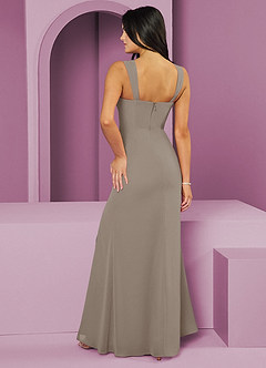 Barbie ♥ Azazie Abiti da Damigella Abito Sirena in Chiffon Plissettato Taupe image7
