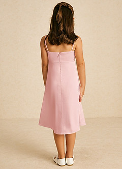 Azazie Zuzu Flower Girl Dresses Powder Pink A-Line Spaghetti Strap Stretch Satin Dress image2