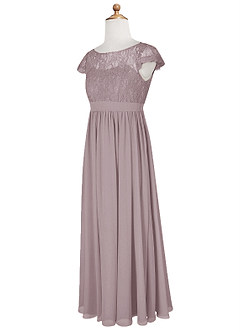 Azazie Silvermist Junior A-Linie Plissee Chiffon Kleid Dämmerung image10