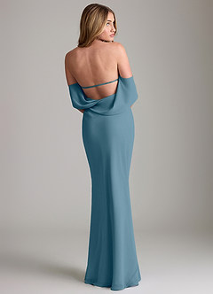 Azazie Lusinda Vestidos de madrinha de casamento Vestido Bermudas de Chiffon de sereia com Fora do ombro image2