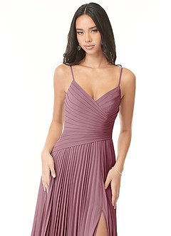 Azazie Vini Bridesmaid Dresses Vintage Mauve A-Line V-Neck Pleated Chiffon Dress image6