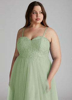 Azazie Roni Bridesmaid Dresses Dusty Sage A-Line Sweetheart Neckline Tulle Convertible Dress image13