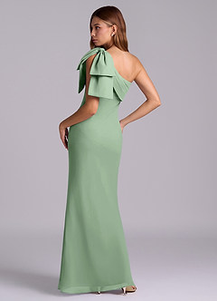Azazie Yuanna Bridesmaid Dresses Matcha Mermaid One Shoulder Chiffon Dress image6
