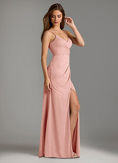 Azazie Maci Bridesmaid Dresses Rosette Sheath Pleated Mesh Dress image4