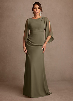 Azazie Anaheim Mother of the Bride Dresses Willow Green A-Line Pleated Chiffon Dress image1