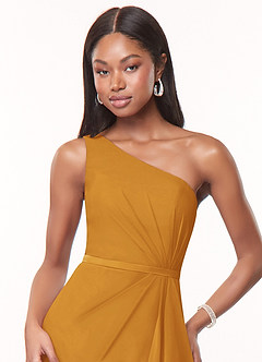 Azazie Liza Bridesmaid Dresses Butterscotch Mermaid One Shoulder Chiffon Dress image5