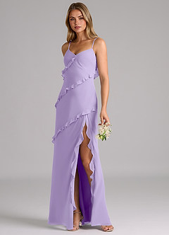 Azazie Nancie Bridesmaid Dresses Lilac Mermaid Ruched Chiffon Dress image3
