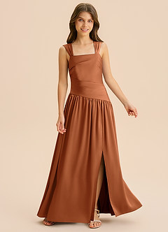 Azazie Dotty Junior Klä av A-Line i Stretch Satin Plisserad image6