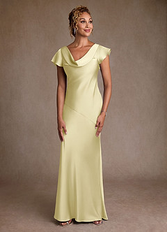 Azazie Shelby Abiti per la Madre della Sposa Abito Sirena in Raso Elasticizzato Plissettato Sorbetto Al Limone image1