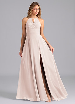 Azazie Denver Bridesmaid Dresses Rose Petal A-Line Pleated Chiffon Dress image3