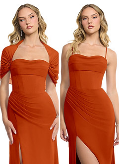Azazie Zia Bridesmaid Dresses Paprika Sheath Side Slit Chiffon Convertible Dress image8