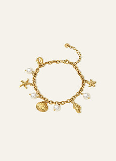 front Shell Starfish Pearl Charm Bracelet