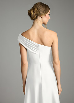 Azazie Melanie Rochii de domnișoară de onoare Linie A De pe umăr Satin elastic Lungime până la podea Rochie image2