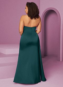 Barbie ♥ Azazie Final Sale Pine Mermaid Pleated Stretch Satin Dress image12