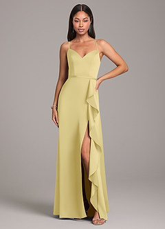 Azazie Naeem Bridesmaid Dresses Lemon Sorbet A-Line Stretch Satin Dress image4