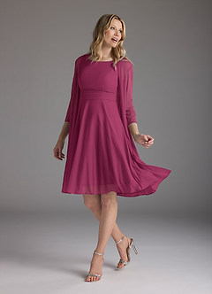 Azazie Sunny Mother of the Bride Dresses Mulberry A-Line Pleated Mesh Dress image1