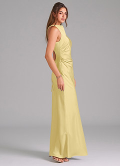 Azazie Evadne Brudtärnklänningar Klänning av Tubklänning i Stretch Satin Plisserad Citronsorbet image4