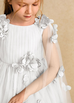 Azazie Staria Vestidos de florista Vestido Branco de Tule de Vestido de baile com Ruched image10