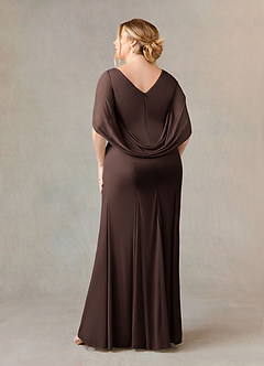 Azazie Belladonna Mother of the Bride Dresses Ganache Mermaid Scoop Pleated Mesh Dress image9