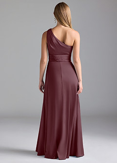 Azazie Dallas Bridesmaid Dresses Sangria A-Line One Shoulder Stretch Satin Dress image1