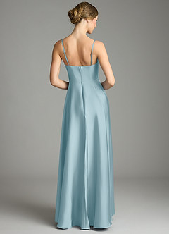 Azazie Elle Bridesmaid Dresses Moody Blue A-Line Pleated Stretch Satin Dress image5