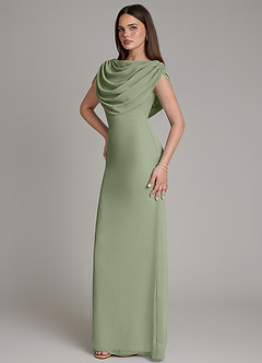 Azazie Hadley Bridesmaid Dresses Pistachio Mermaid Pleated Chiffon Dress image9