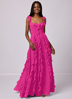 Barbie ♥ Azazie Bridesmaid Dresses Barbie Pink A-Line with Pockets Chiffon Dress image4