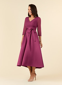 Azazie Maritza vestidos de madre de la novia Vestido de Mora de Satin Mate de Corte En A con Plisado image6