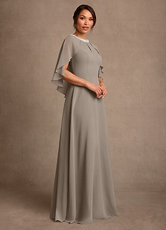 Azazie Winnifred Mother of the Bride Dresses Taupe A-Line Beaded Chiffon Dress image2