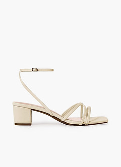 front Sandalen met blokhak en gekruiste strepen