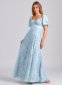 Azazie Mirian Brudtärnklänningar Klä av A-Linje i Blommig Utbrändhet Älskling Halsringning Himmelsblå image3