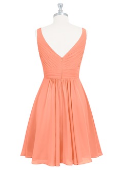 Azazie Grace Vente Finale Robe Trapèze en Mousseline de soie Plissée Coucher De Soleil image8