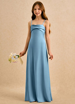 Azazie Mirabella Girls Formal Flower Girl Klänningar Klänning Tubklänning i Stretch Satin Hjärtformad urringning image2