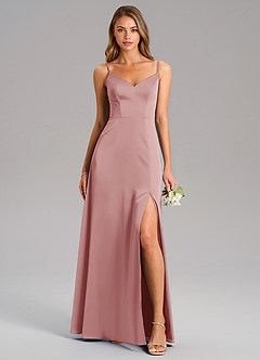 Azazie Talina Final Sale Dusty Rose A-Line Stretch Satin Dress image1