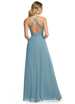 Azazie Davis Bridesmaid Dresses Moody Blue A-Line V-Neck Chiffon Dress image5