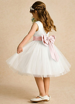 Azazie Sosie Abiti da Ragazza di Fiori Abito A-Line in Tulle Plissettato Avorio Rosa Rossore image4