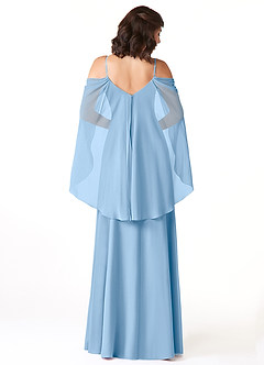 Azazie Cienna Bridesmaid Dresses Powder Blue A-Line Long Sleeve Chiffon Dress image8