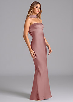 Azazie Lusinda Brudtärnklänningar Klä av Sjöjungfru i Stretch Satin Axelbandslös Dammig Ros image6