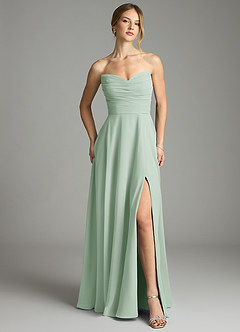 Azazie Ayla Abiti da Damigella Abito A-Line in Chiffon Scollo a Cuore Agave image5