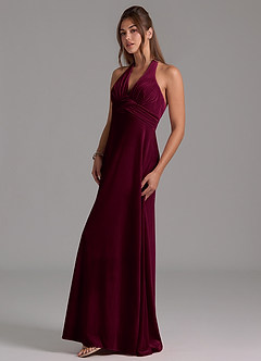 Azazie Tessie Bridesmaid Dresses Cabernet A-Line Pleated Velvet Dress image5