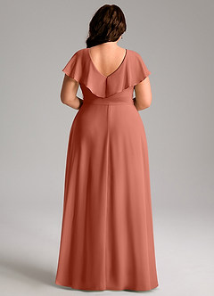 Azazie Lainey Bridesmaid Dresses Clay A-Line with Pockets Chiffon Dress image2