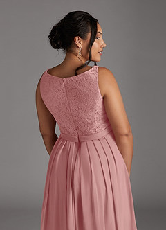 Azazie Ainsling Mother of the Bride Dresses Dusty Rose A-Line Square Neckline Lace Chiffon Dress image18