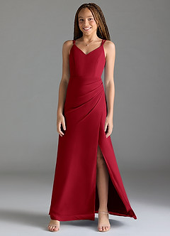 Azazie Leo Junior Scarlet Mermaid Pleated Chiffon Dress image1