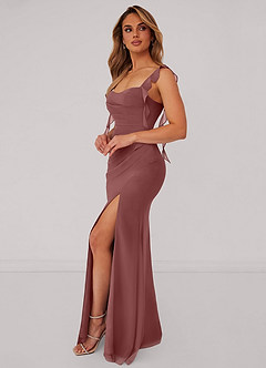 Barbie ♥ Azazie Brautjungfernkleider Meerjungfrau-Linie Korsett Chiffon Kleid Wüstenrose image4