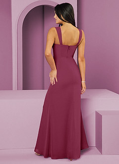 Barbie ♥ Azazie 신부 들러리 드레스 크리스탈 리본 스쿱넥 쉬폰 머메이드 드레스 image2