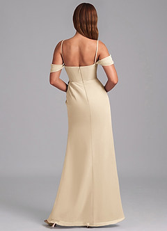Azazie Johana Robes de demoiselle d'honneur Robe Sirène Convertible en Mousseline de soie Épaule décolletée Champagne image2