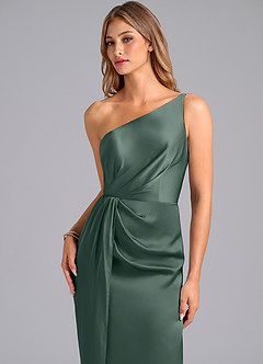 Azazie Naria Jurken voor bruidsmeisjes Jurk van Stretch Satijn met Kolom One-Shoulder Zeemos image7
