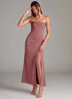 Azazie Leonis Bridesmaid Dresses Desert Rose Mermaid Strapless Chiffon Convertible Dress image1